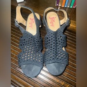 Jellypop Navy Woven Women's Sandals 11